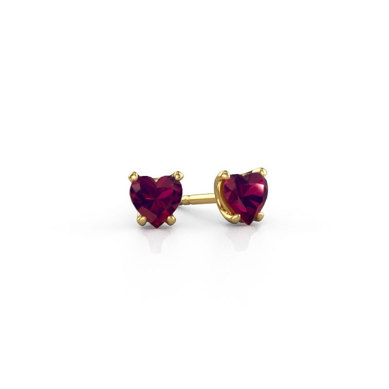 Oorbellen Sam Heart 585 goud rhodoliet 5 mm