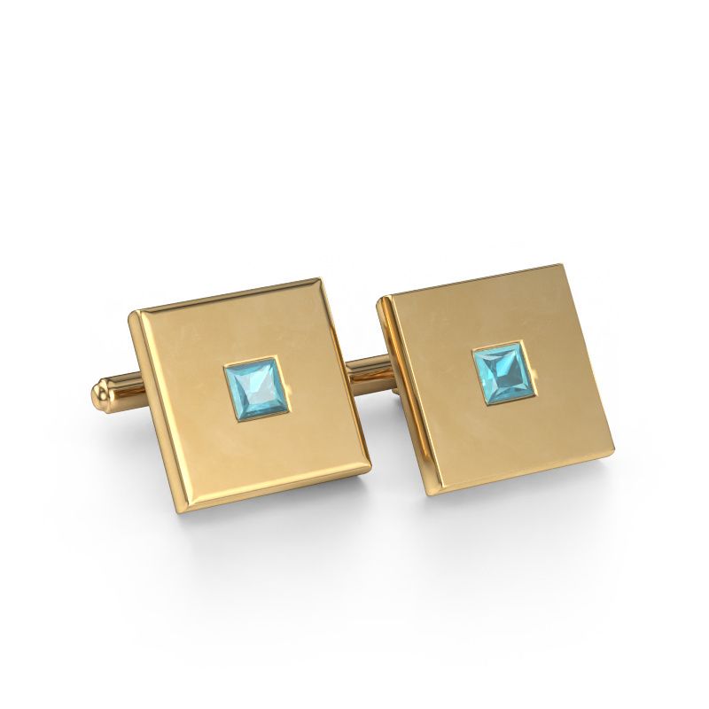 Cufflinks Givanti 585 gold blue topaz 4 mm