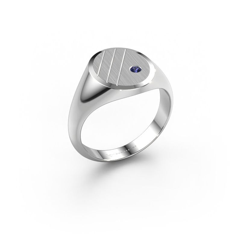 Zegelring Wesley 2 950 platina saffier 2 mm