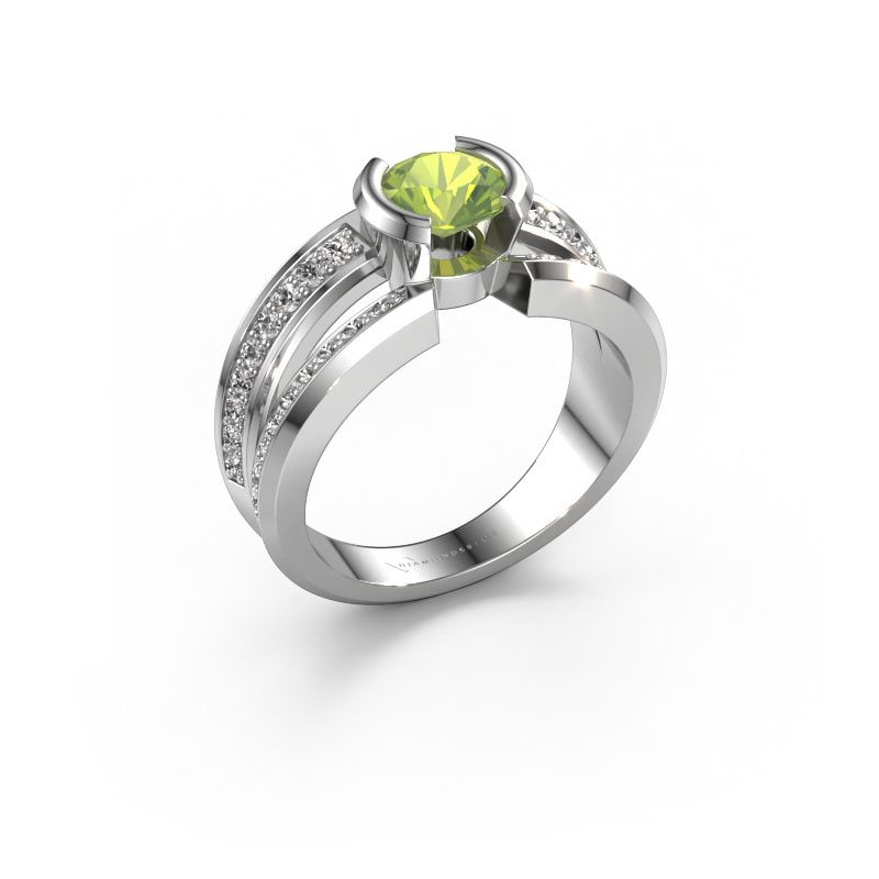 Men's ring Rowan 585 white gold peridot 6.5 mm