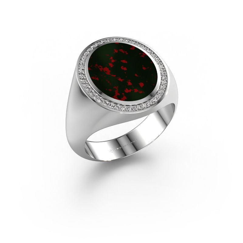 Chevalière Adam 4 585 or blanc héliotrope 15x12 mm