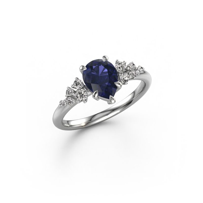 Engagement ring Royce PER 585 white gold sapphire 8x6 mm