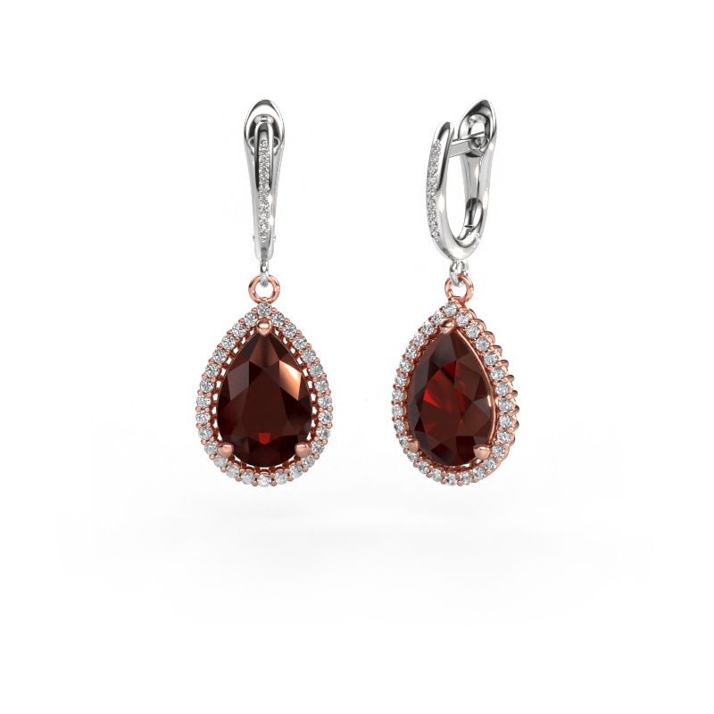 Pendants d'oreilles Tilly per 4 585 or rose grenat 12x8 mm