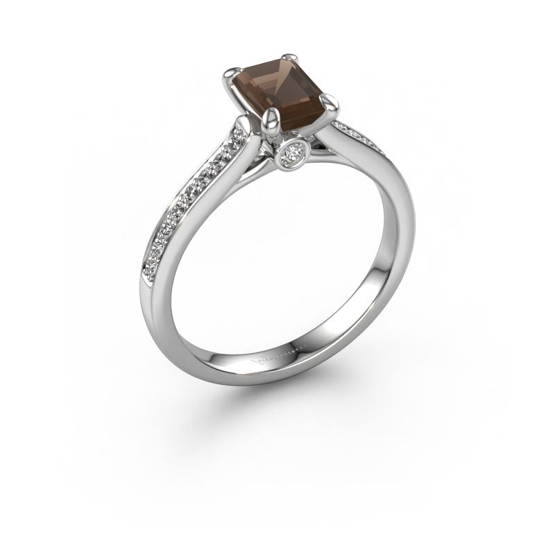 Engagement ring Valorie eme 2 950 platinum smokey quartz 6.5x4.5 mm