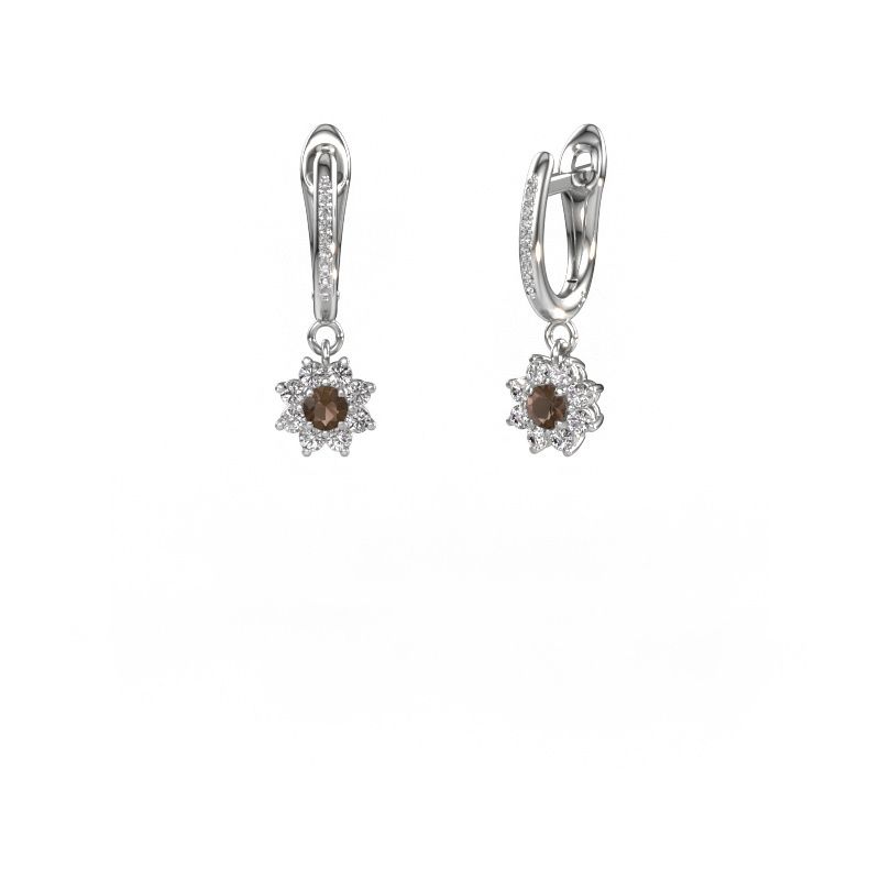Pendants d'oreilles Camille 2 950 platine quartz fumé 3 mm