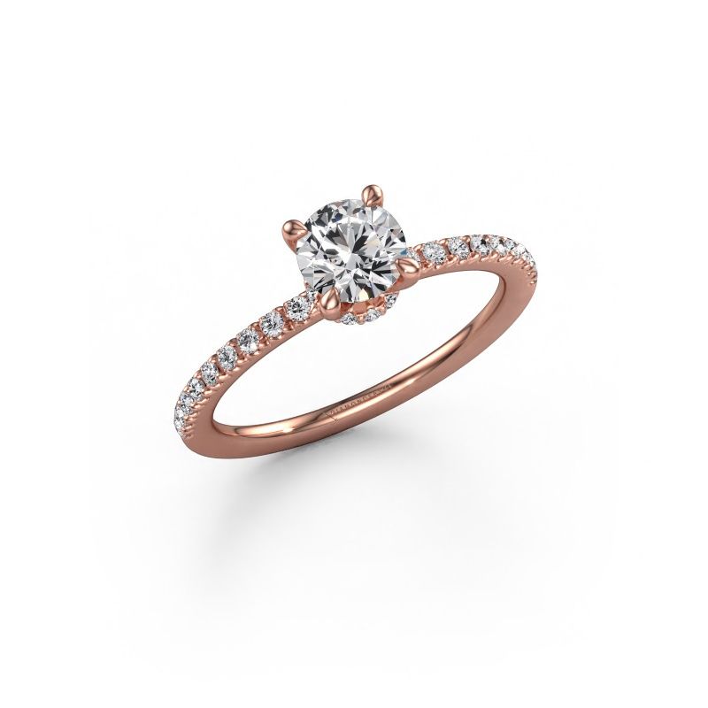Bague de fiançailles Crystal rnd 4 EXPRESS 585 or rose diamant synthétique 0.910 crt