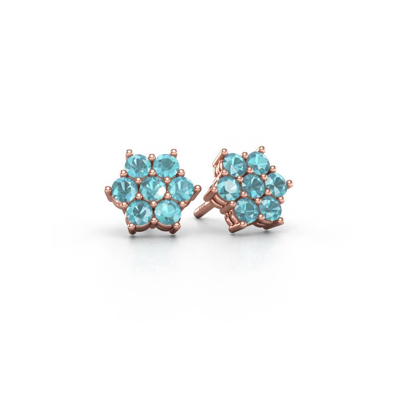 Stud earrings Bonita 585 rose gold blue topaz 2.4 mm