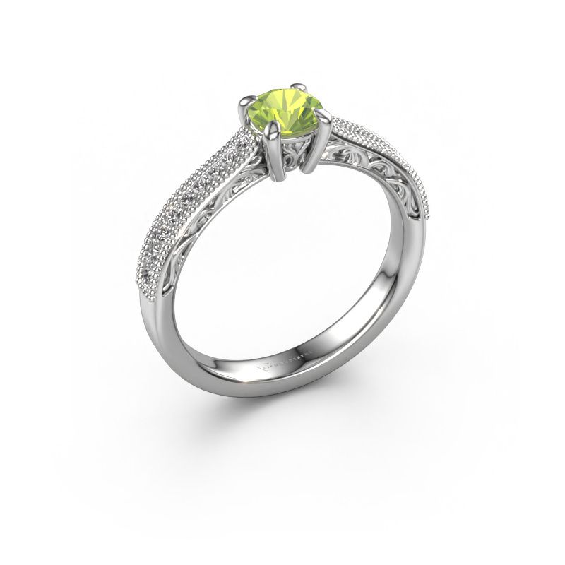 Belofte ring Shonta RND 585 witgoud peridoot 4.7 mm