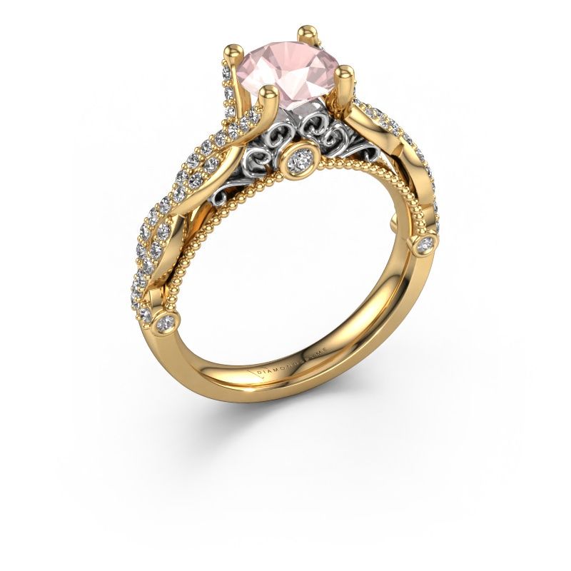 Engagement ring Chantelle 585 gold morganite champagne 6.5 mm