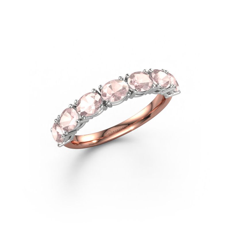 Ring Vivienne half OVL 585 rose gold morganite champagne 4.5x3.5 mm