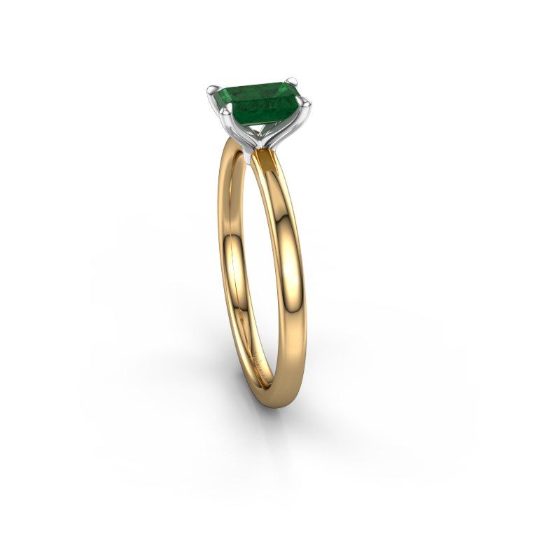 Afbeelding van Verlovingsring Crystal EME 1 585 goud smaragd 6x4 mm