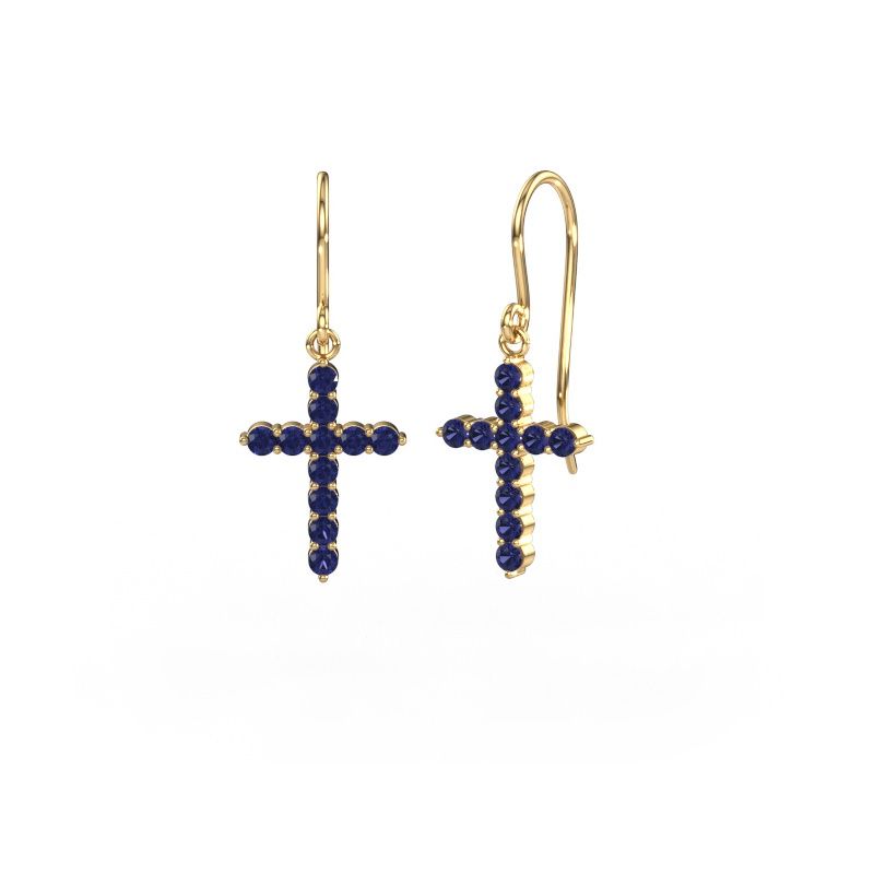 Ohrhänger Cross 585 Gold Saphir 2 mm
