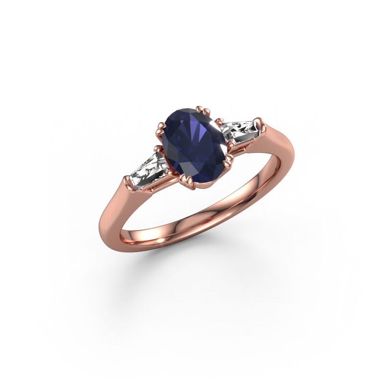 Engagement ring Indy OVL 585 rose gold sapphire 8x6 mm