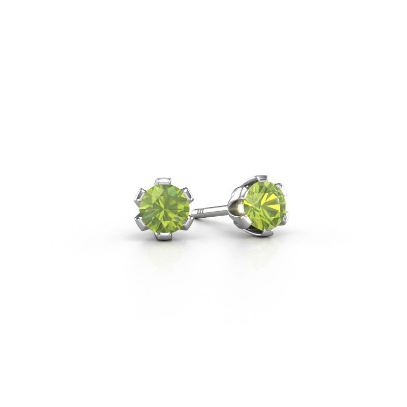 Ohrsteckers Julia 585 Weißgold Peridot 4 mm