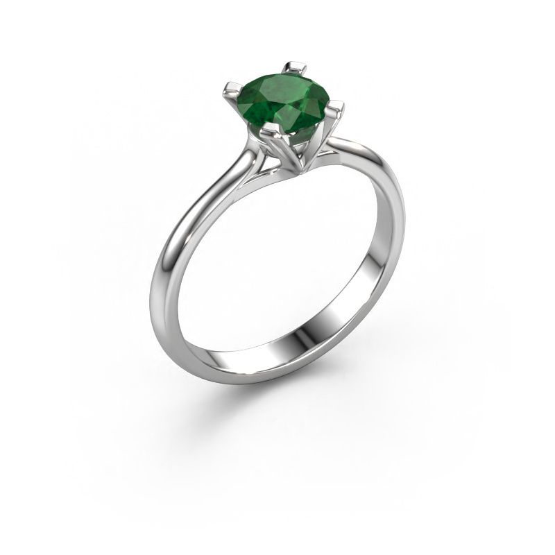 Verlobungsring Isa 1 585 Weißgold Smaragd 5.7 mm