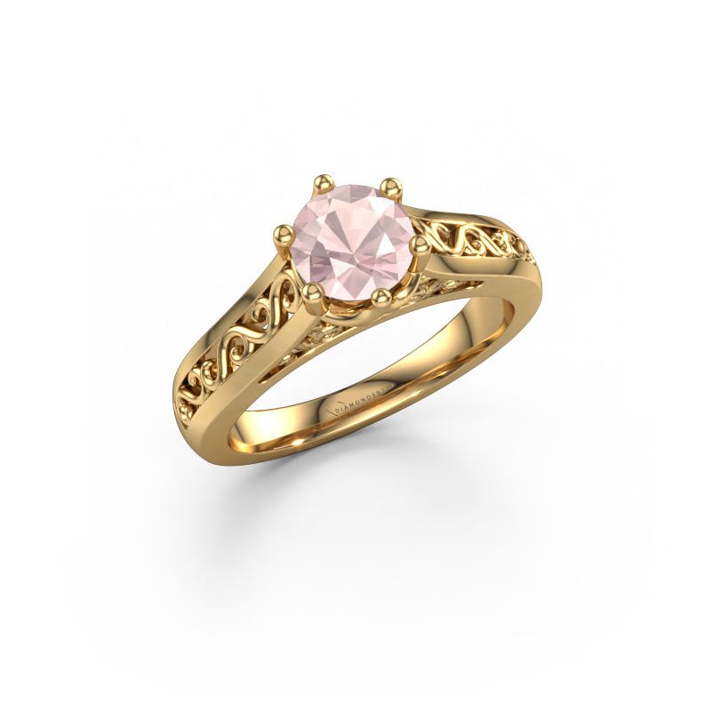 Engagement ring Shan 585 gold morganite champagne 6 mm