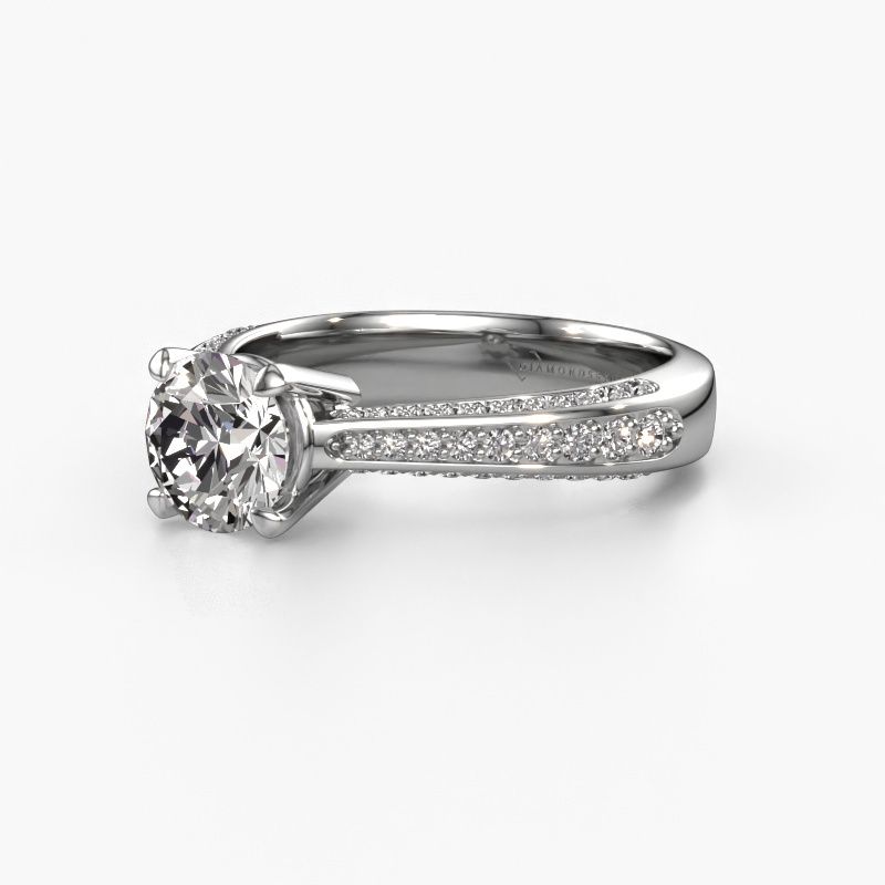 Image of Engagement ring Ruby rnd 585 white gold diamond 1.00 crt