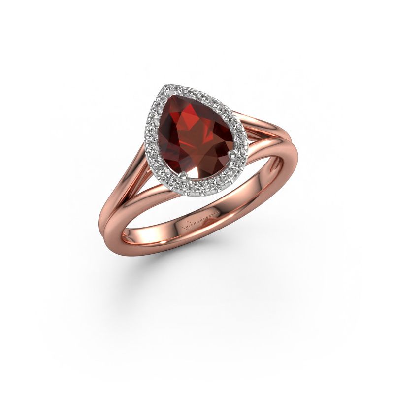 Bague de fiançailles Verla pear 1 585 or rose grenat 8x6 mm