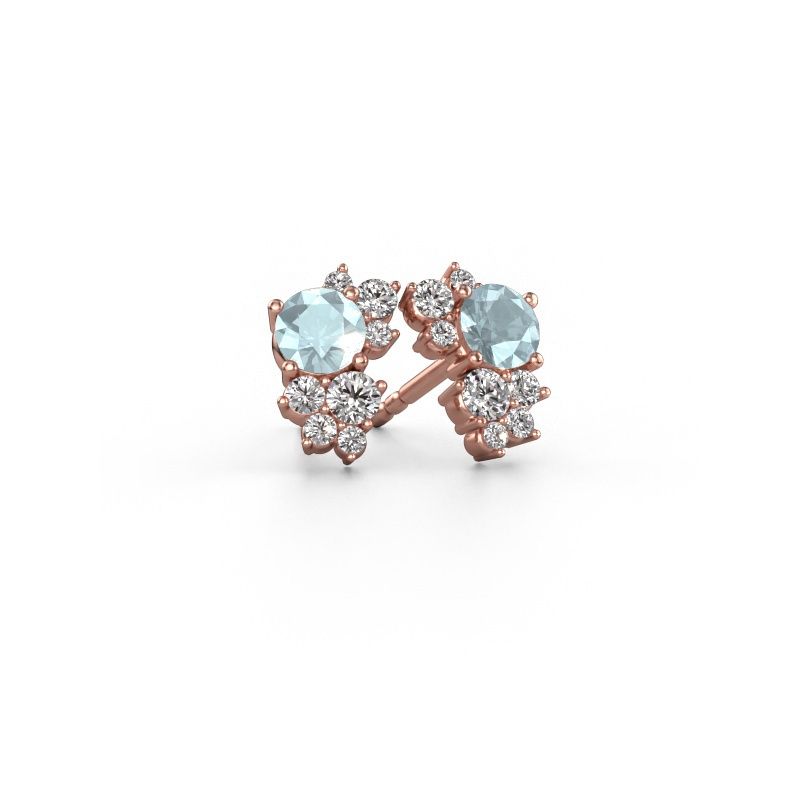 Stud earrings Veronica 585 rose gold aquamarine 4.2 mm