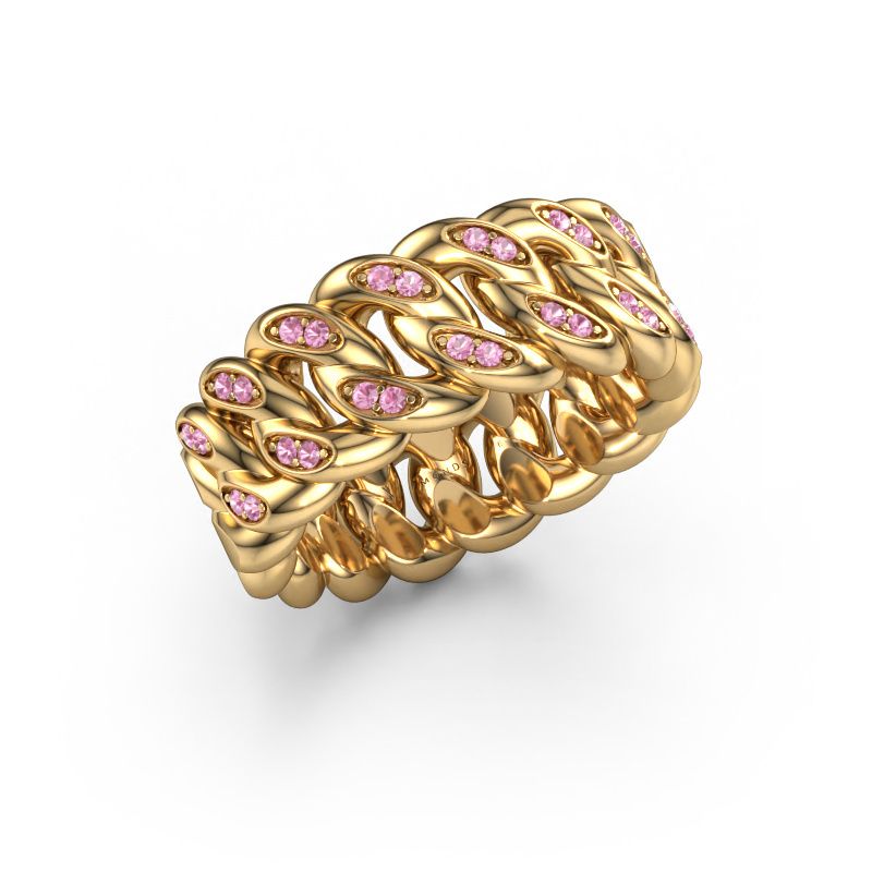 Heren ring Redouan 2 585 goud roze saffier 1.1 mm