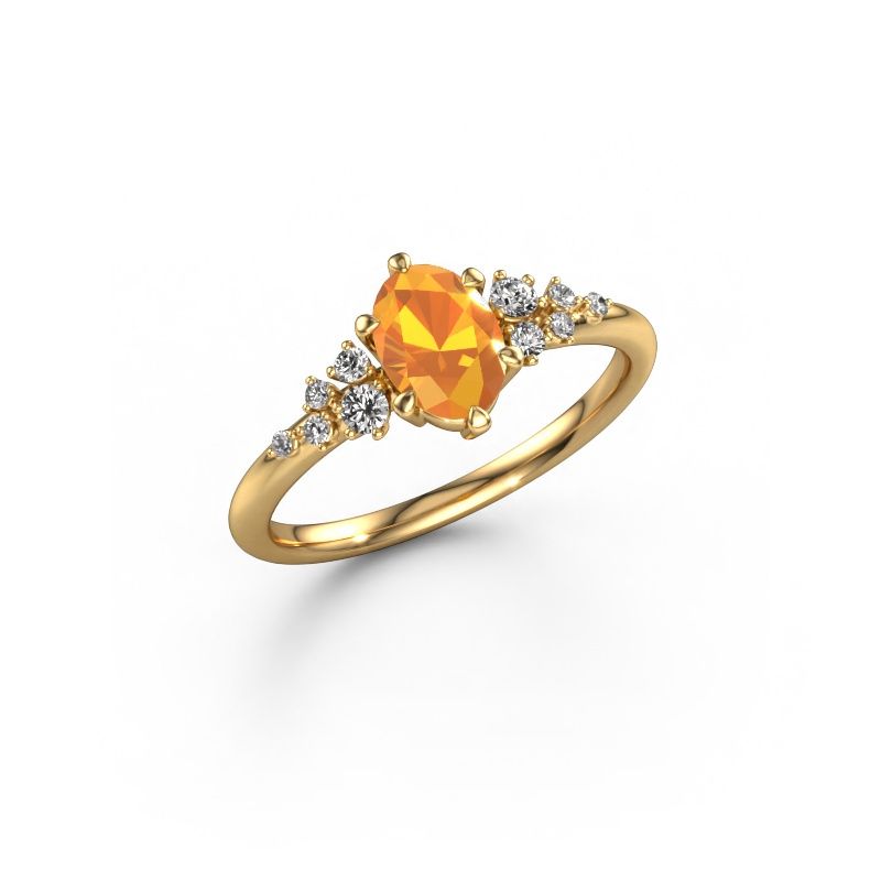 Ring Royce OVL 585 gold citrin 7x5 mm