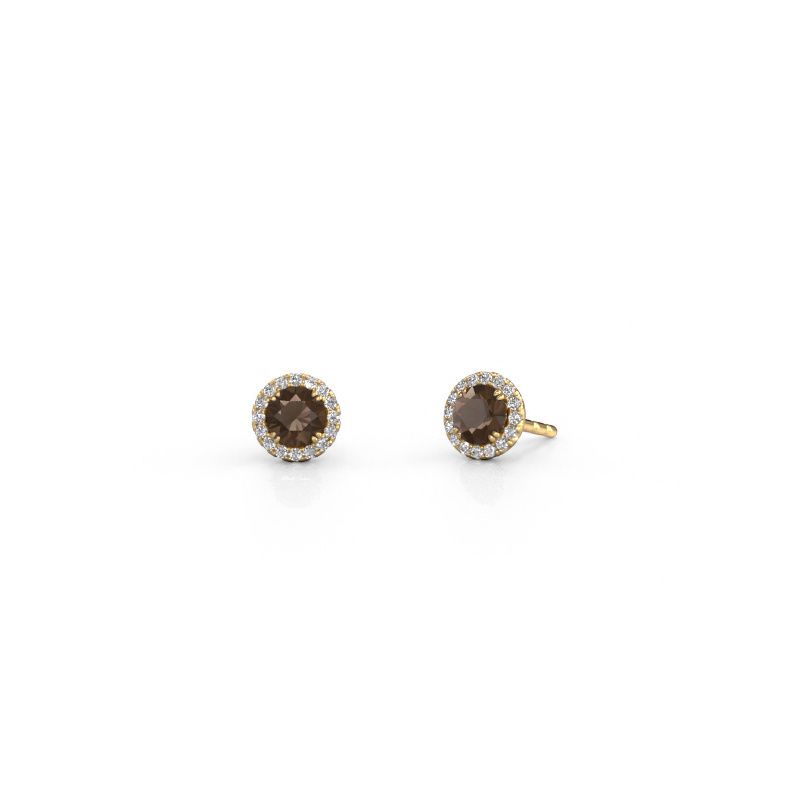Earrings Seline rnd 585 gold smokey quartz 4 mm