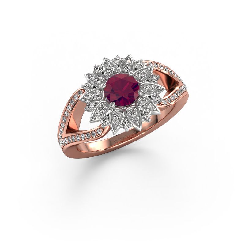 Ring Chasidy 2 585 Roségold Rhodolit 5 mm