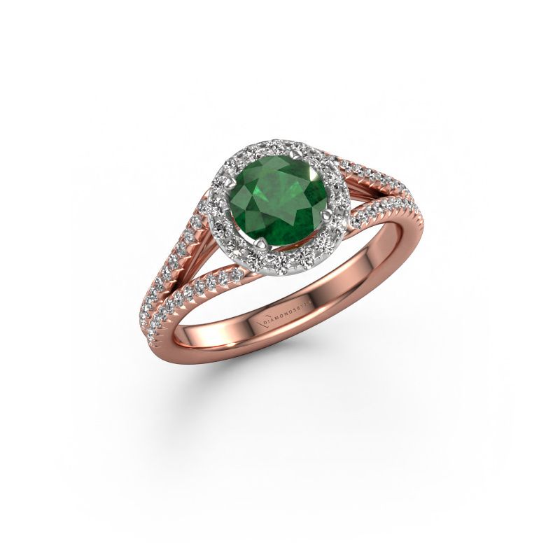 Verlobungsring Verla rnd 2 585 Roségold Smaragd 6.5 mm