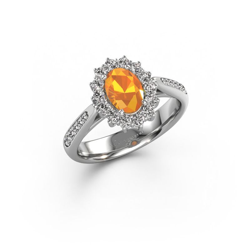 Verlobungsring Margien 2 585 Weißgold Citrin 7x5 mm