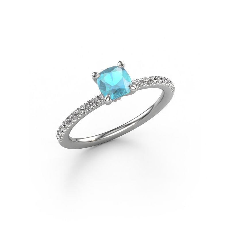 Bague de fiançailles Crystal CUS 2 950 platine topaze bleue 5 mm