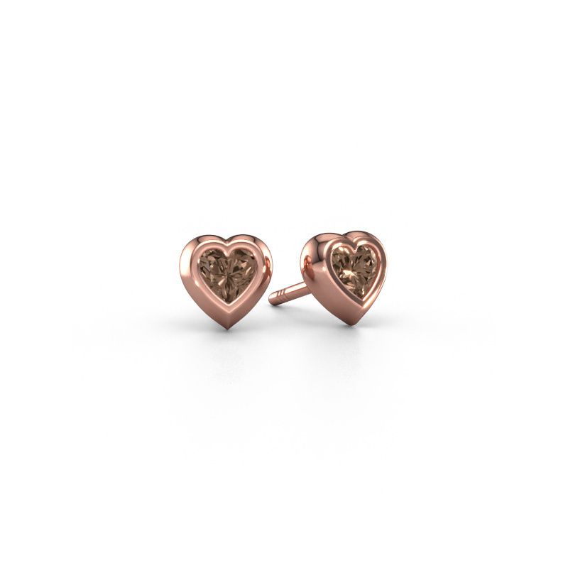 Oorknopjes Charlotte 585 rosé goud bruine diamant 0.50 crt