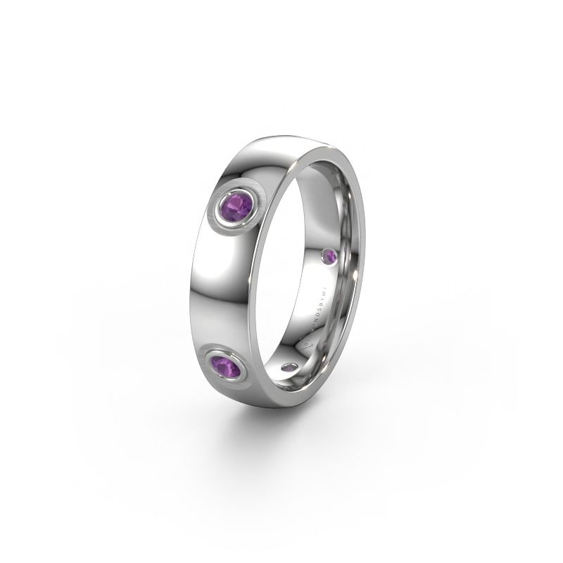 Wedding ring WH0139L25BP 585 white gold amethyst ±5x2 mm