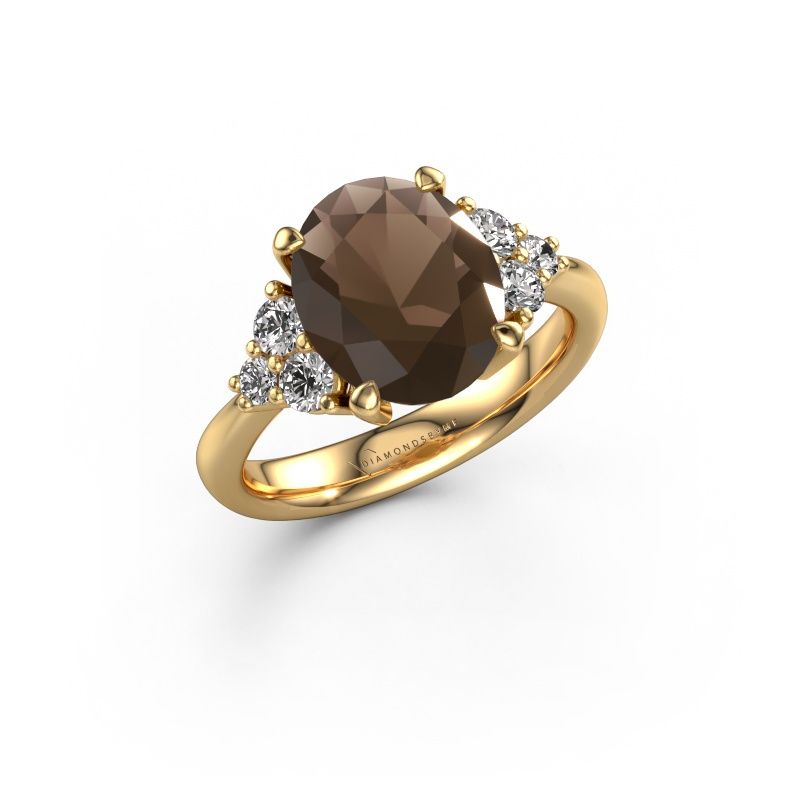 Engagement ring Aleida OVL 1 585 gold smokey quartz 9x7 mm