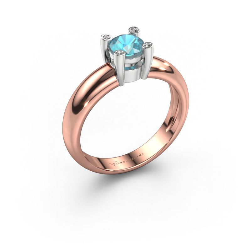 Ring Fleur 585 Roségold Blau Topas 4.7 mm