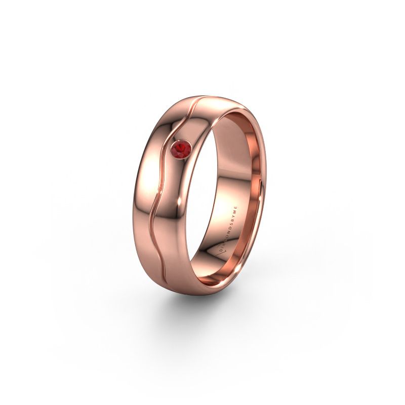 Trouwring WH0701L36AP 585 rosé goud robijn ±6x1.7 mm