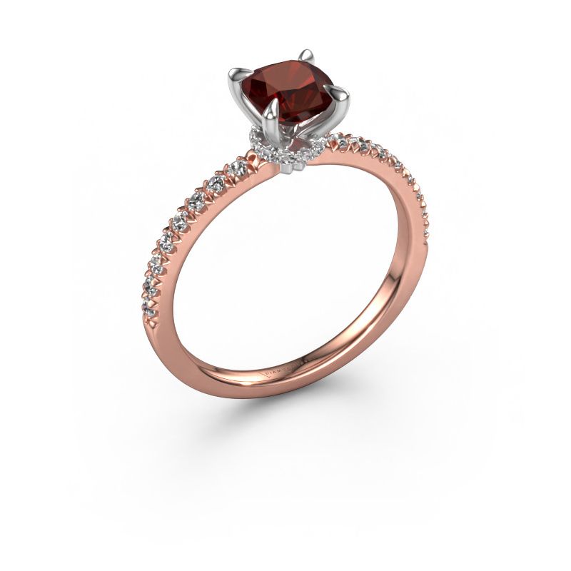 Verlovingsring Crystal CUS 4 585 rosé goud granaat 5.5 mm