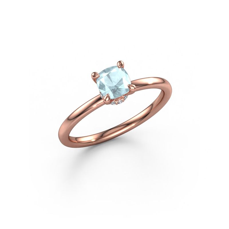 Verlobungsring Crystal CUS 3 585 Roségold Aquamarin 5 mm