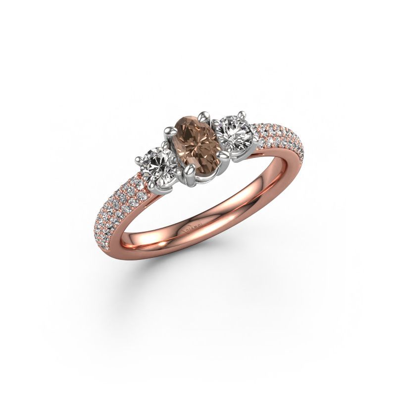 Bague de fiançailles Marielle OVL 585 or rose diamant brun 1.27 crt