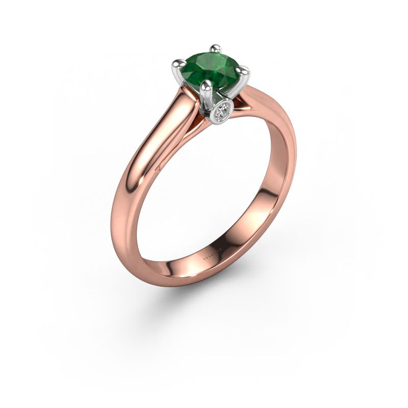 Verlovingsring Valorie RND 1 585 rosé goud smaragd 5 mm