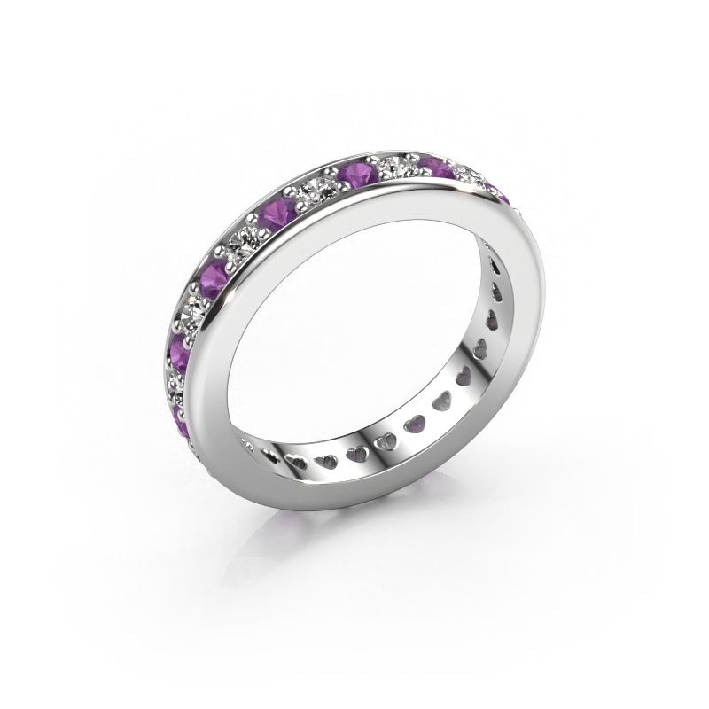 Stackable ring Nienke 585 white gold amethyst 2.2 mm