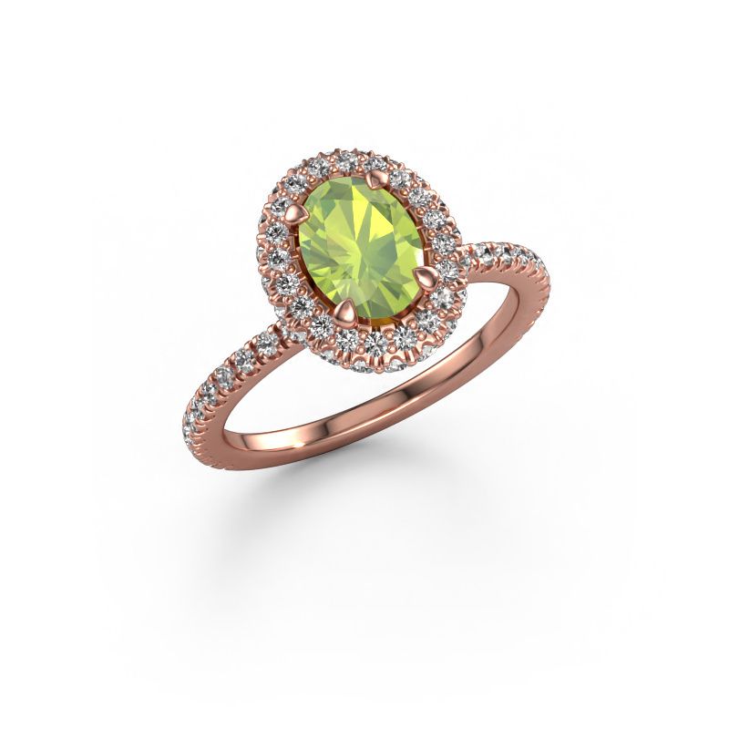 Bague de fiançailles Talitha OVL 585 or rose péridot 7x5 mm