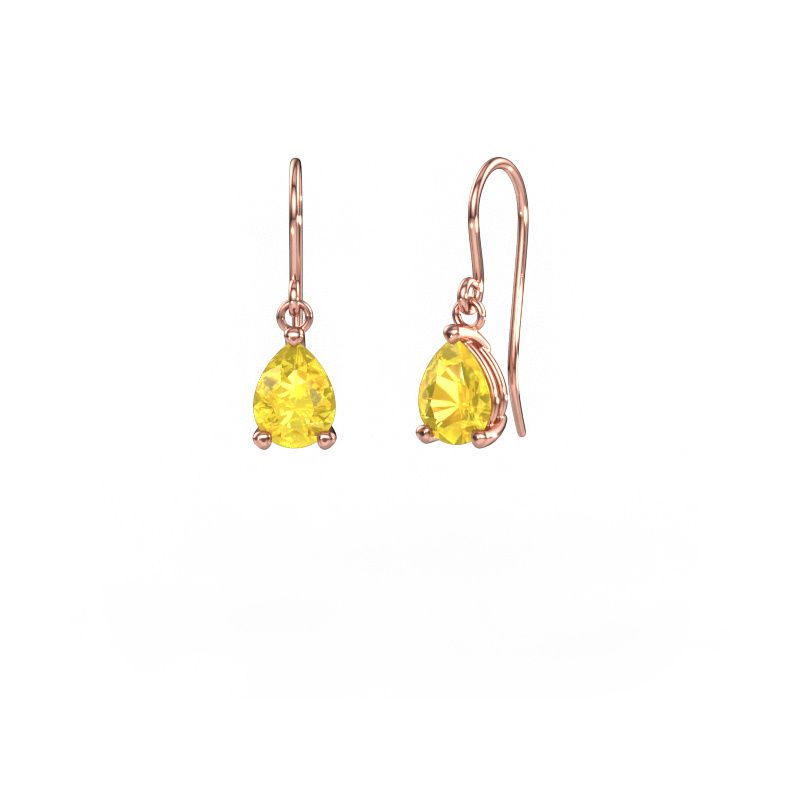 Pendants d'oreilles Laurie PER 1 585 or rose saphir jaune 8x6 mm