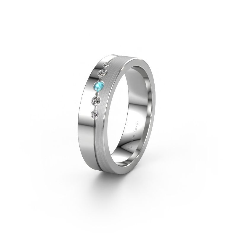 Wedding ring WH0924L15APM 950 platinum blue topaz ±5x1.7 mm