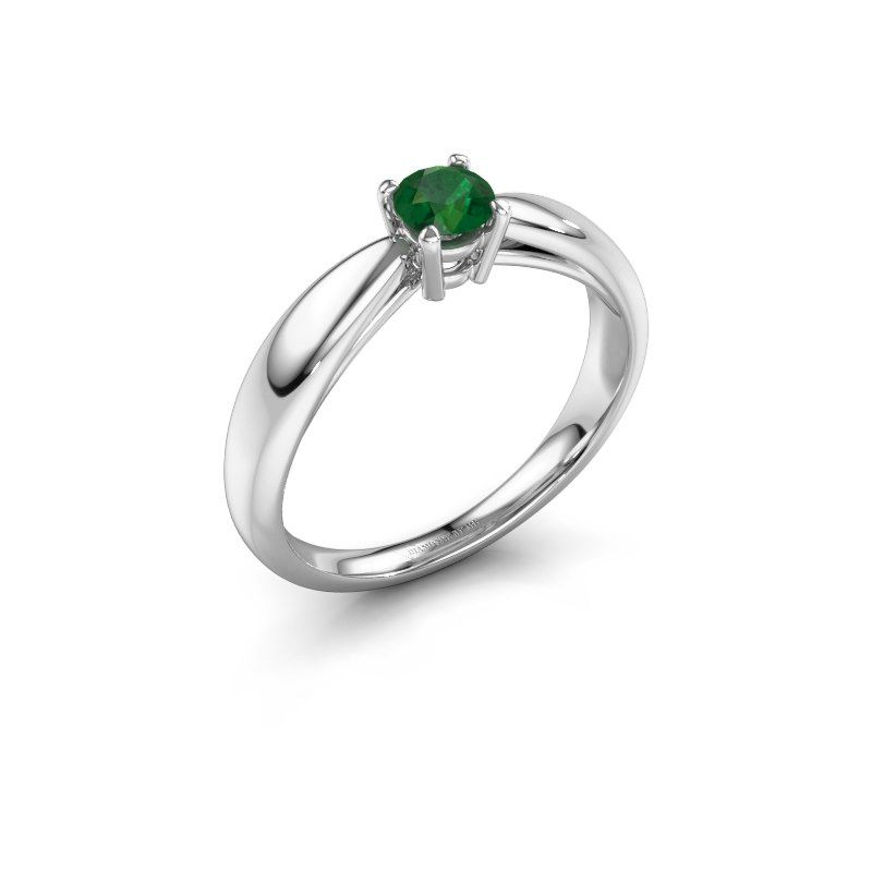 Image de Bague de fiançailles Nichole<br/>585 or blanc<br/>Emeraude 4.2 mm
