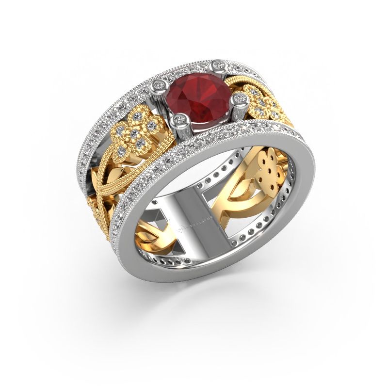 Bague Severine 585 or blanc rubis 6 mm
