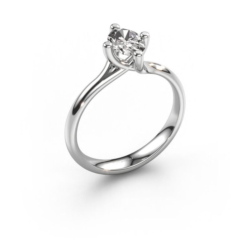 Verlovingsring Dewi Oval 585 witgoud zirkonia 7x5 mm