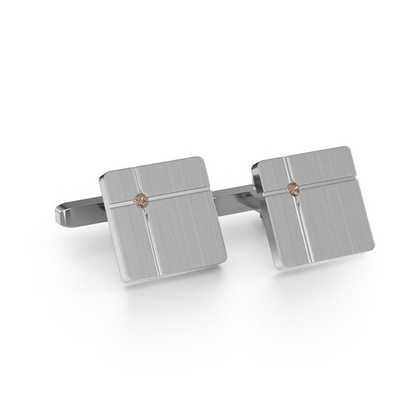 Manschettenknöpfe Hilco 585 Weißgold Braun Diamant 0.06 crt