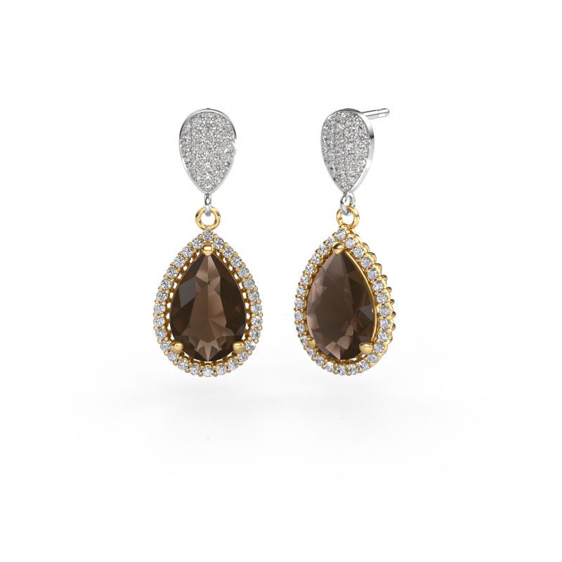 Pendants d'oreilles Tilly per 2 585 or jaune quartz fumé 12x8 mm