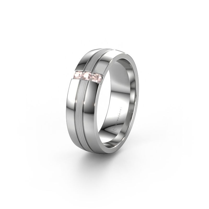 Wedding ring WH0426L26A 585 white gold morganite champagne ±0.24x0.07 in