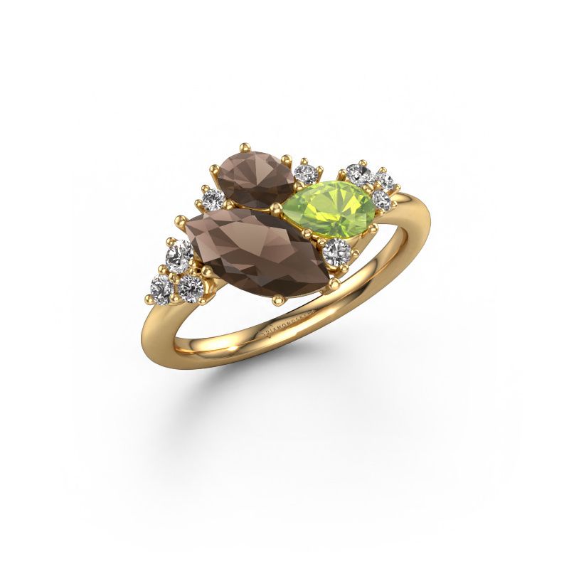 Ring Amanda 585 gold smokey quartz 10x5 mm
